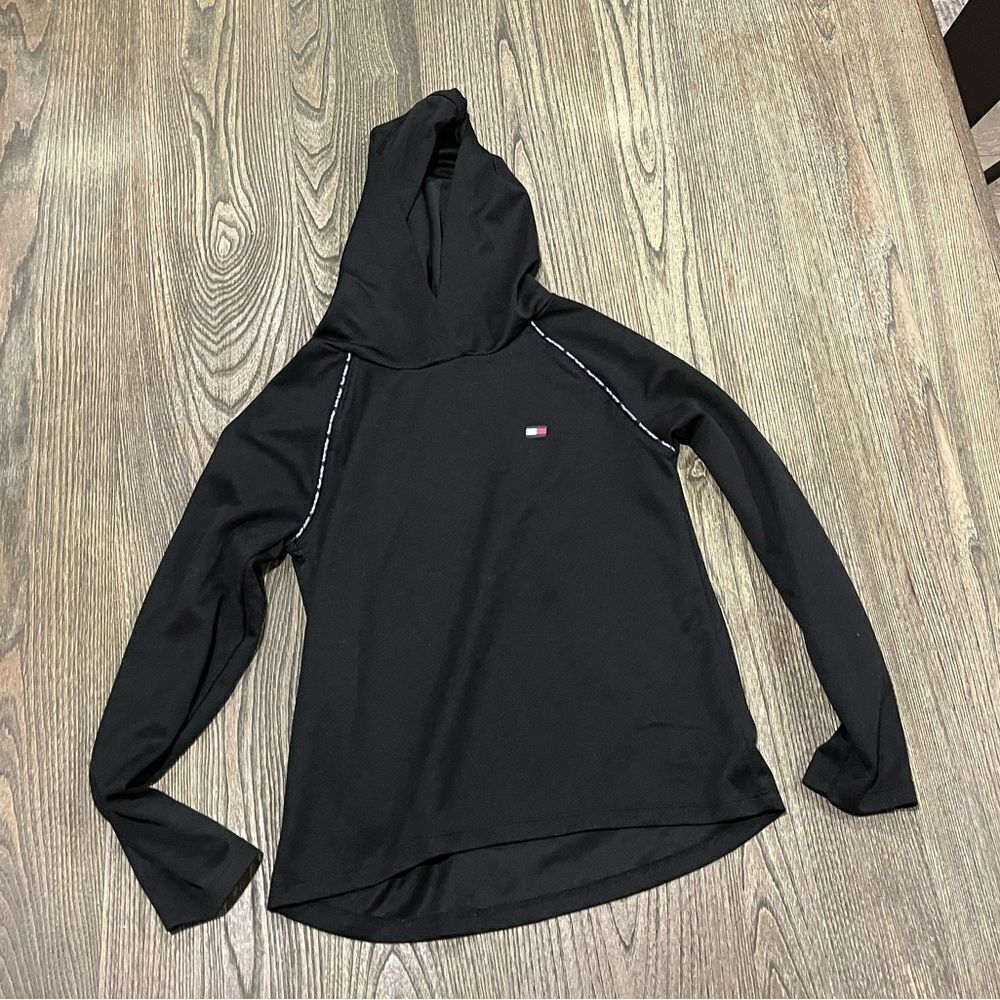 Tommy Hilfiger Boys Sport Popover Hoodie Pullover Fleece Lightweight Black M